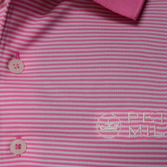 Peter Millar Pink Striped Performance Polo (L) ⛳️ - Picture 4 of 9